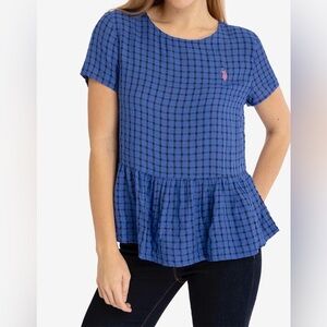 US Polo Blue Checkered Women's Top